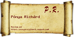 Pónya Richárd névjegykártya